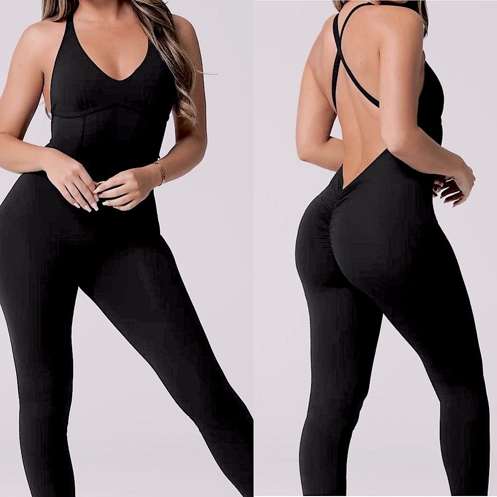 Lici Fit black scrunch legging jumpsuit